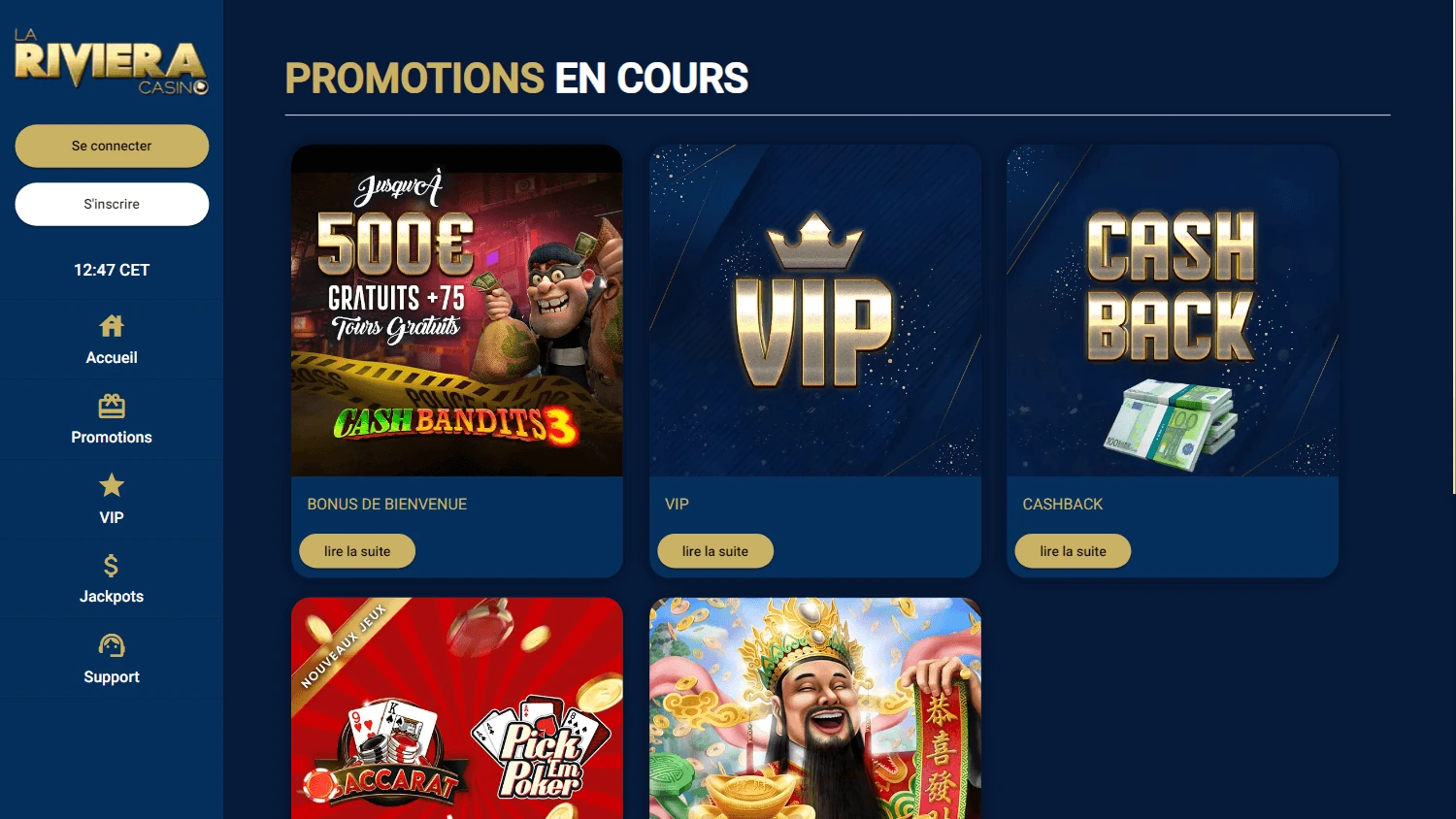 Promotions actuelles sur La Riviera Casino
