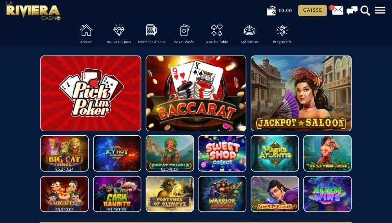 Sélection de jeux sur La Riviera Casino